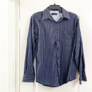 MB Studio blue striped long sleeve button down shirt